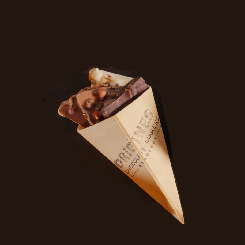 Cornet de chocolat bio aux noisettes torréfiées, Chocolaterie Origines Bordeaux – Image 2