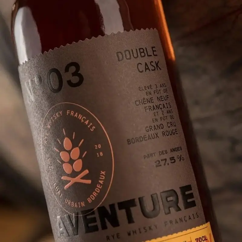 Aventure N° 3, rye whisky français, Bordeaux Distilling Company, étiquette